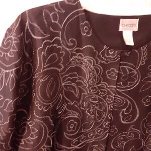 Chico’s 3 1x 2x Xl Black Embroidered 100% Silk Jacket  Paisley Floral Tunic Top